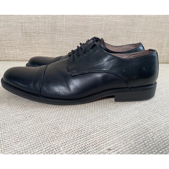 GH Bass & Co Cleaver Leather Oxfords‎ Dress Shoes Men's Size 9 M Black Cap Toe - Picture 6 of 8